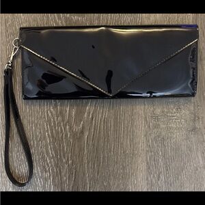 Marc By Marc Jacobs Black Patent Faux Leather Glossy Wristlet Clutch